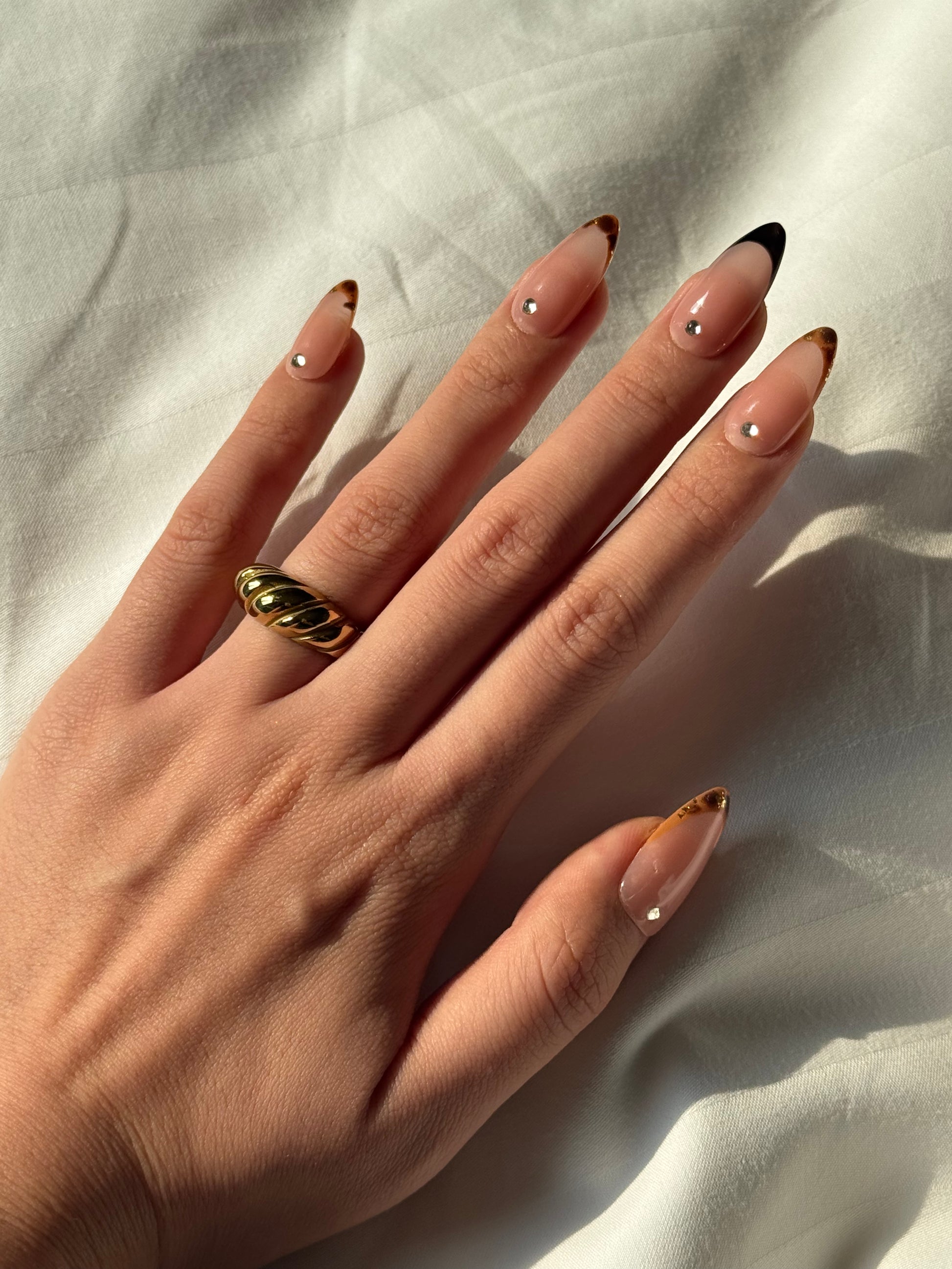 Tortoise Shell French Tip Press-on Nails, Date Night Nails, Soft Glam Nails | Secure The Nails 