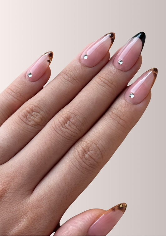 Tortoise Shell Press-on Nails with Jewellery, Soft Glam Nails, Reusable, Long-lasting, Easy to Apply