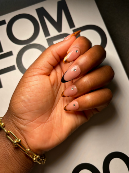 Tortoise Shell Thin French Tip Press-on Nails, Everyday Nails for Work | Secure The Nails 