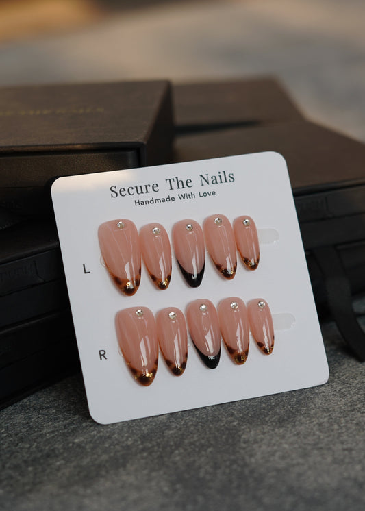 Leopard Print Thin French Tip Press-on Nails with Jewellery, Long-lasting Salon-quality | Secure The Nails 