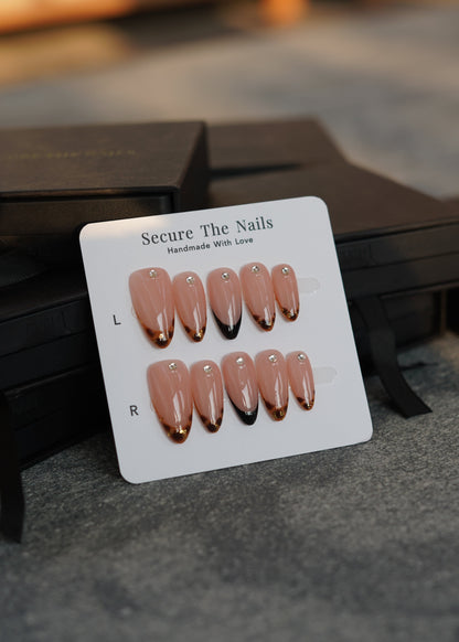 Tortoise Shell French Tip Press-on Nails with Jewellery, Long-lasting Salon-quality | Secure The Nails 